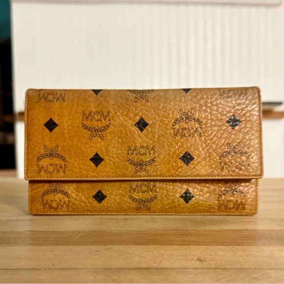 MCM Vintage Leather Long Visetos Wallet in Cognac - Picture 9 of 15